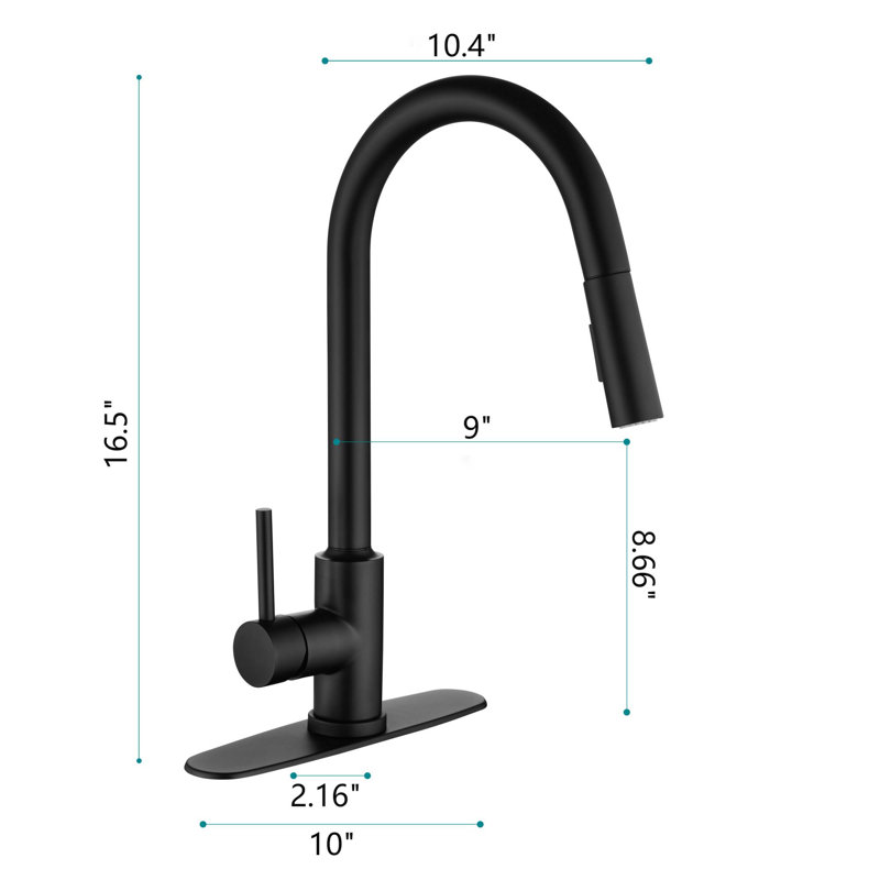 KISRAIS Pull Down Kitchen Faucet, Matt Black