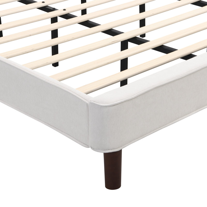 Warrick King Upholstered Platform Bed Frame with Wingback Headboard