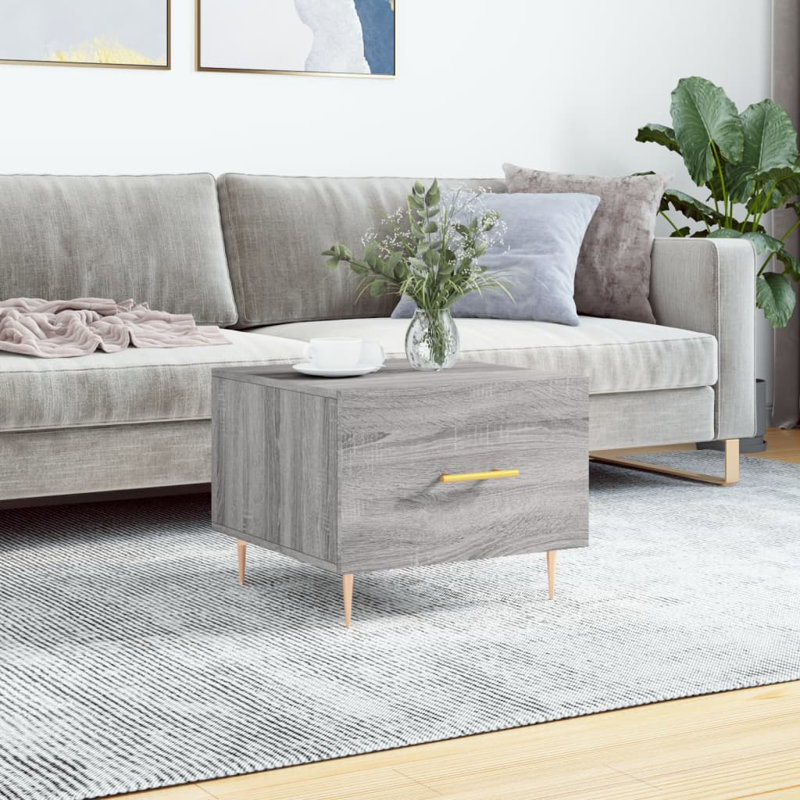 Mascoutah Four Leg Coffee Table with Storage, Grey Sonoma
