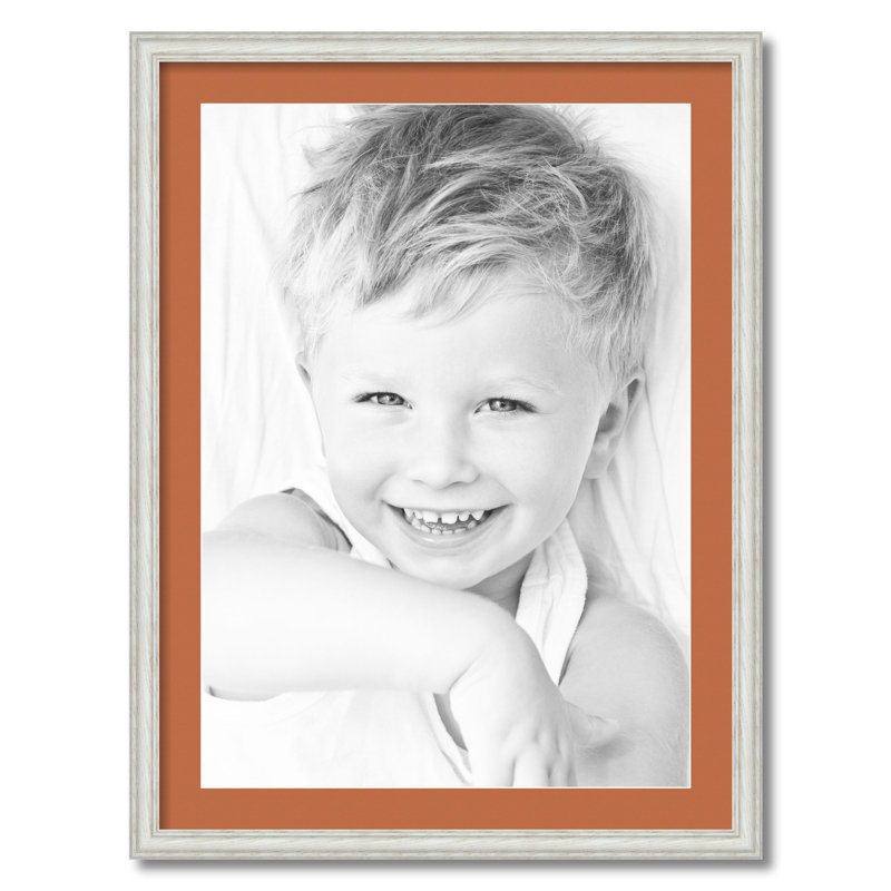 Wood Matte Picture Frame with Mat, Red Orange