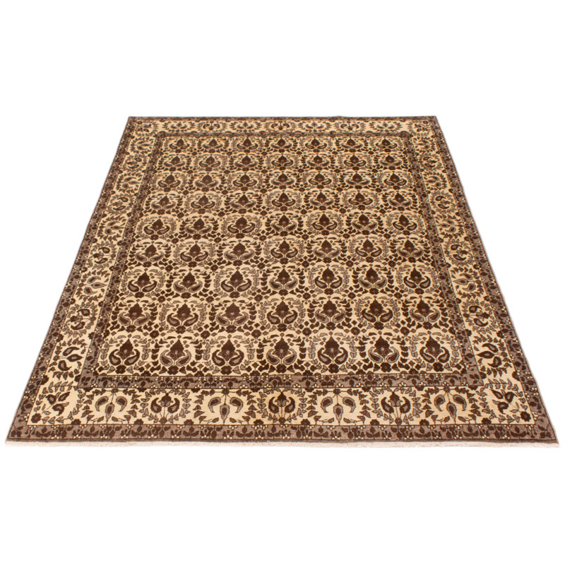 Tapis ivoire unique en laine 6 pi 11 po x 9 pi 8 po Yasmyn