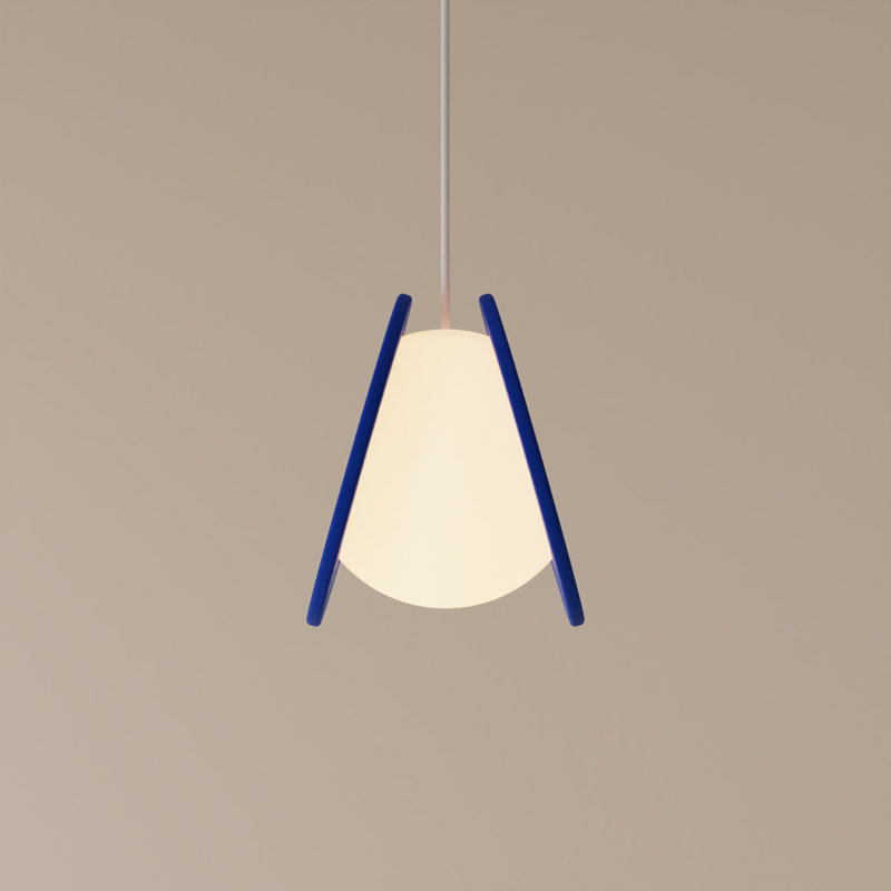 Pendulum Pendant Light, White, Cobalt, 14" H x 9.69" W x 8.03" D