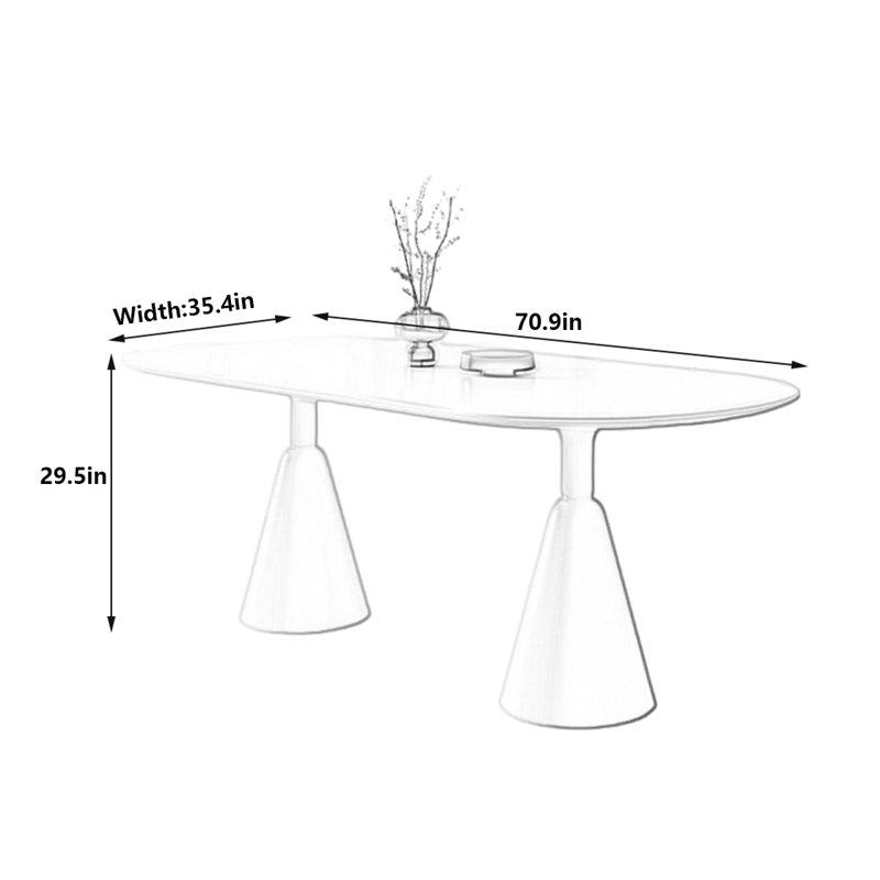 Table de salle à manger Modern, H 29,5 po x L 70,9 po x l 35,4 po