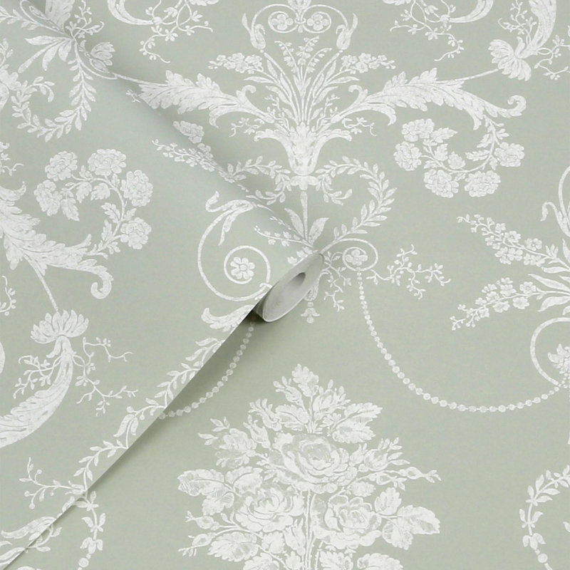 Laura Ashley, papier peint vert sauge Josette