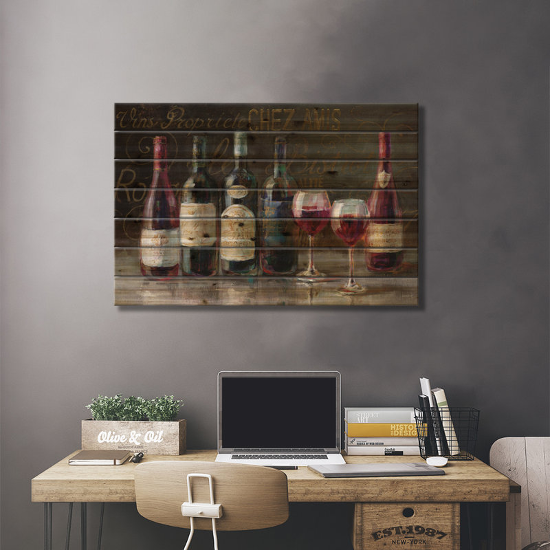 «Bistro Reds V.2» par Danhui Nai, reproduction sur bois sans cadre, H 26 po x l 40 po x P 1,5 po