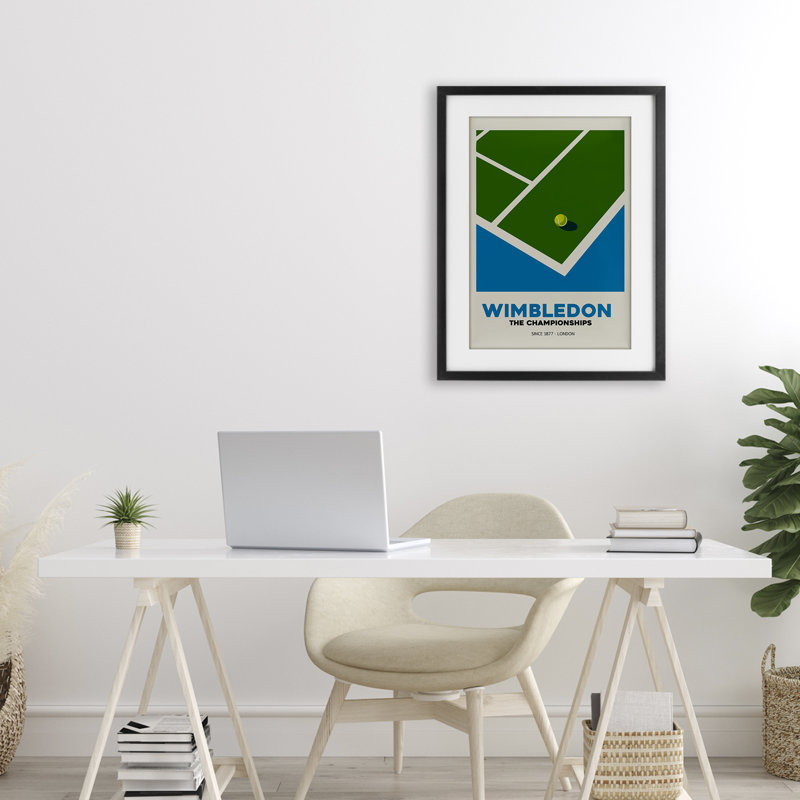 «Wimbledon Tennis Court», reproduction sous verre encadrée, design par Andreas Magnusson, H 23 po x l 17 po