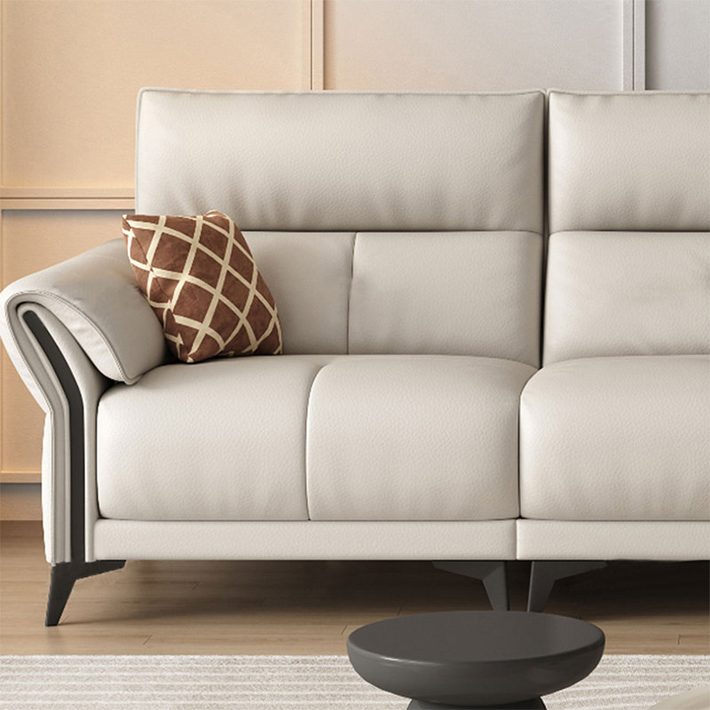 Canapé modulaire beige en cuir véritable