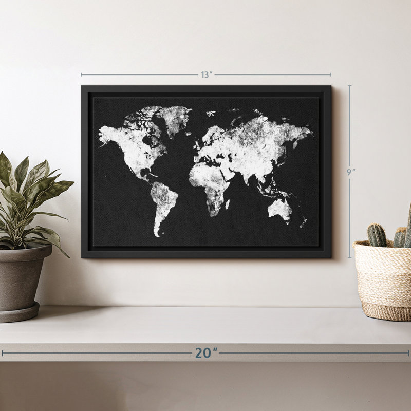"Art mural carte noir et blanc", H 9 po x l 13 po