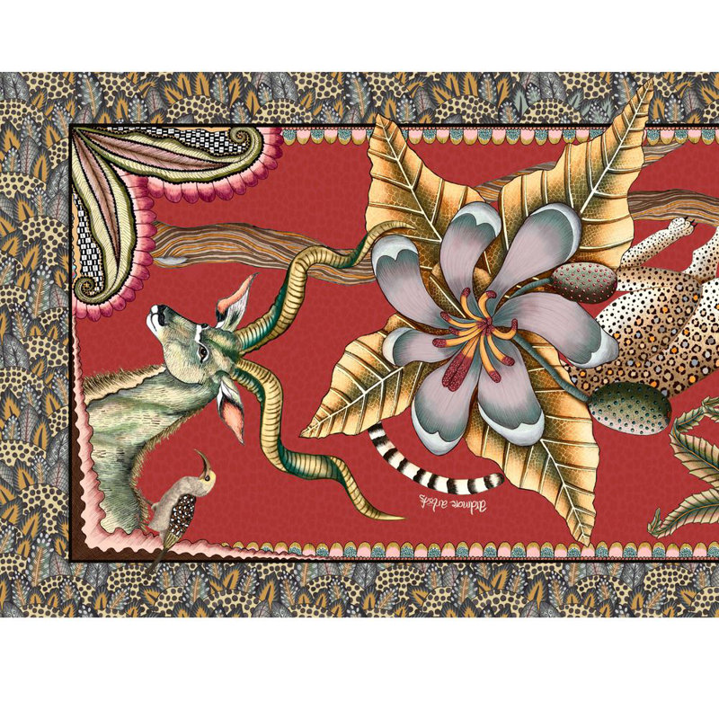 Table Runner - Pangolin Park - Small, Royal Red, 94'' L x 16'' W
