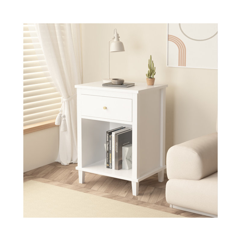 Table de chevet en bois avec tiroirs et tablettes 26,77 po Recfi