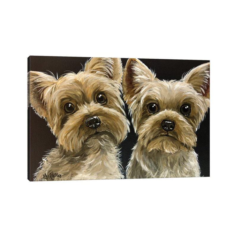 Two Yorkies - Wrapped Canvas Print, 20.32 cm H x 30.48 cm W