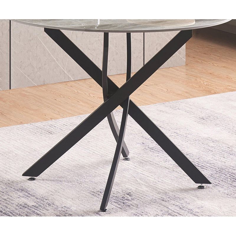 Round Stone Top Metal Base Dining Table