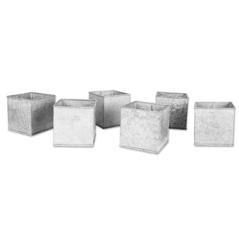 ensemble de boîtes à fleurs de zinc 6 pièces Sedbergh, H 4 po x l 4 po x p 4 po