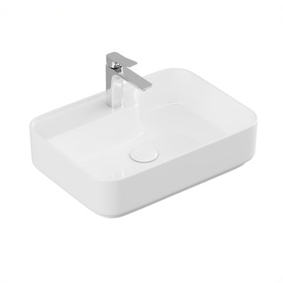 Lavabo de salle de bain à comptoir (vasque) Edge 16750 en blanc brillant