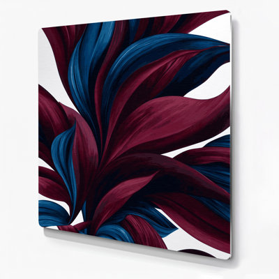 "Abstract Florals" 60, art mural en métal mauve