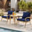Chanon 2-Person Outdoor Acacia Wood Seating Group with Cushions, Outdoor Set Furniture (3 Piece)-2141744160