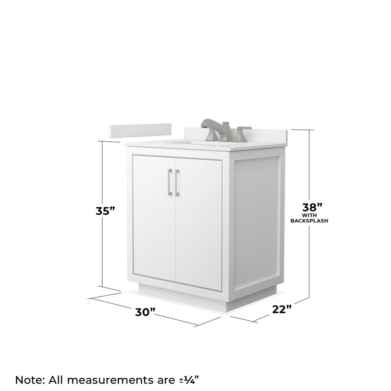 30'' W Single Vanity, WDX13347, White, Brushed Nickel