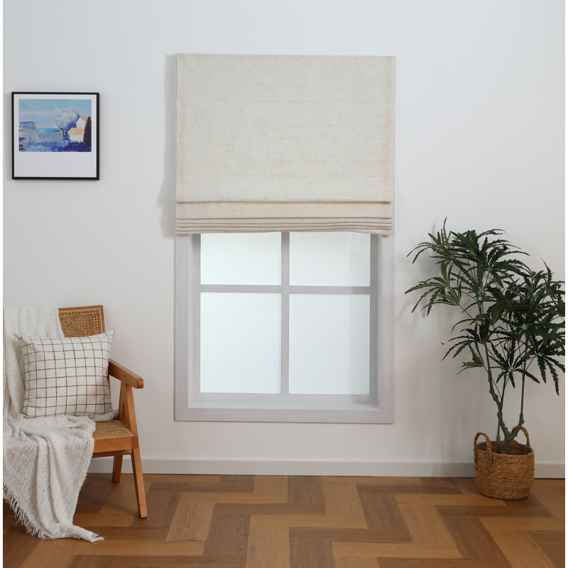 Store romain tissé sans cordon Linen Bliss, L 32 po x L 64 po, Naturel