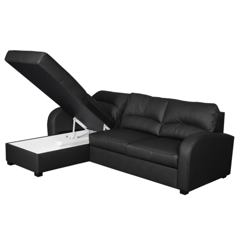 Fridulf Corner Sofa Bed, Black, Left Hand Facing