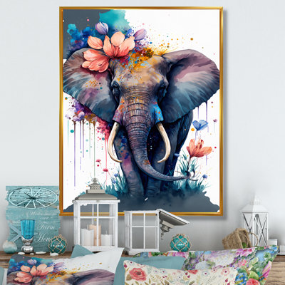 «Cute Elefant Floral I», impression sur toile