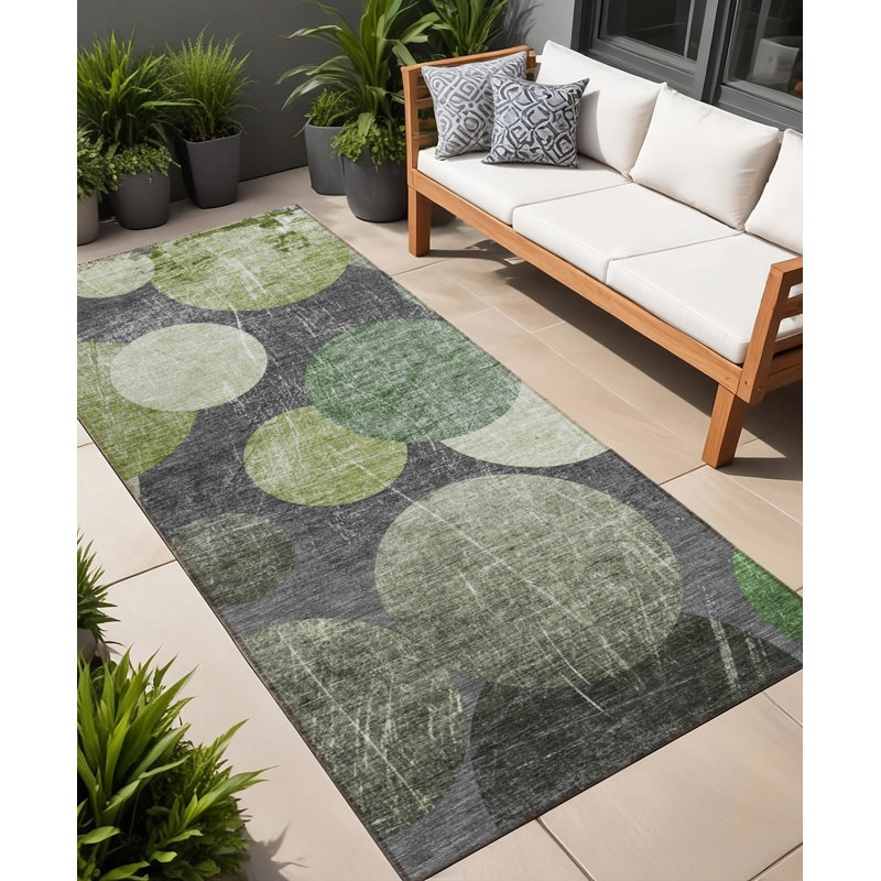 Tapis de couloir intérieur et extérieur vert 8 po