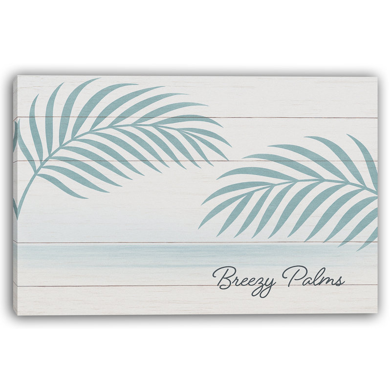 «Breezy Palms - Coastal Tranquility», art mural sur toile, H 16 po x l 24 po