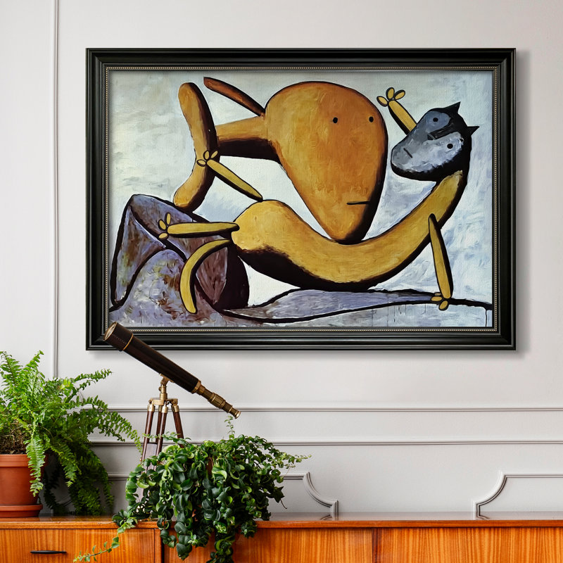 Chat et gros poisson, v. 1931 - Pablo Picasso - Toile encadrée sur mesure, 24x34 INNER SIZE, Framed Canvas, Matte Black Bead