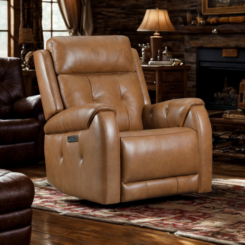 Vandoon Leather Power Swivel Glider, Brown