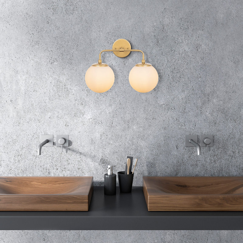 Modern Wall Lamp with Metal Body and Glass Cap, Gold Finish, 14.6 x 8.3 x 10.6 inches | E14 Socket (2 x Max 40W) | Elegant Scandinavian Design for Home, Glam & Country Décor, IP20 Rated, Stylish Lighting Solution