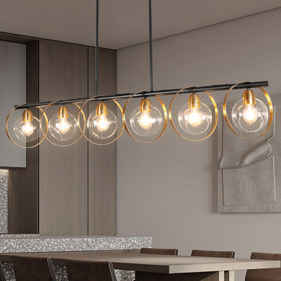 Modern 6-Light Matte Black Kitchen Island Chandelier For Kitchen Island Dining Room