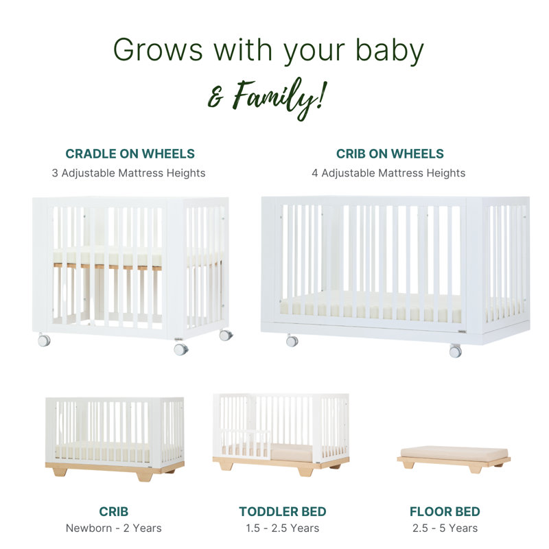 Spirit 8-in-1 Convertible Crib, White/Natural