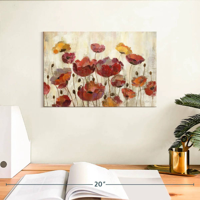 Coquelicots Harnek sous la pluie, H 8 po x l 12 po