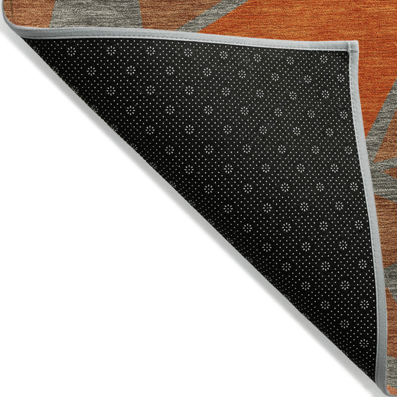 Rust and Gray Geometric Washable Indoor/Outdoor Rug 2'6" x 3'10"