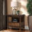 Liliana Solid Wood Storage Side Table With Led Light And Pull-Out Tray