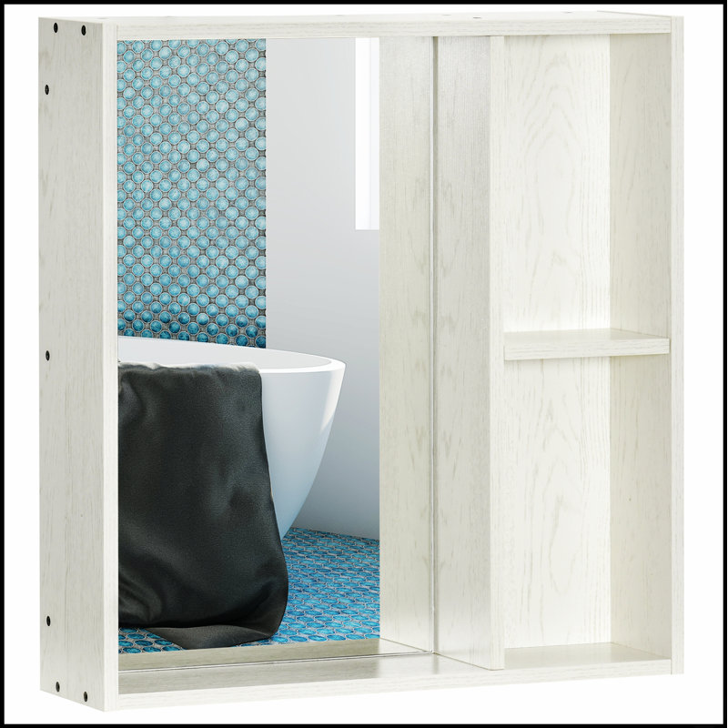 Armoire à pharmacie murale avec miroir et tablettes de rangement, parfaite pour les petits espaces et les environnements humides