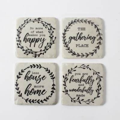 Ceramic Square 4 Piece Coaster Set