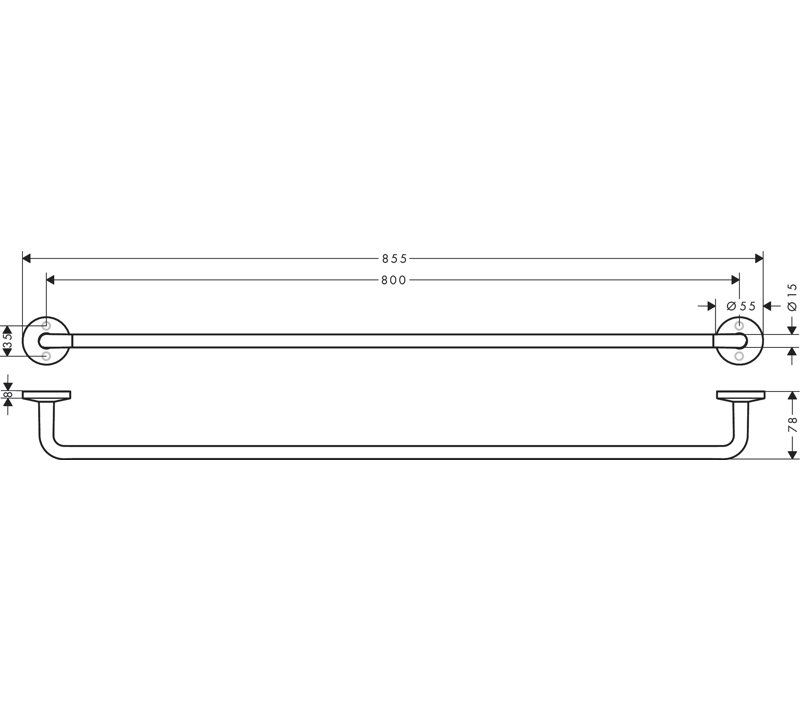 Universal Circular 1 Wall Mounted Towel Bar, Chrome