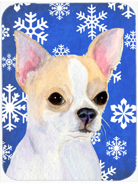 Planche à découper en verre chihuahuae allée de vacances Ashlynn, Bleu / Blanc