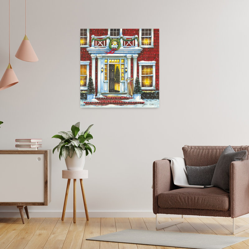 Décoration de Noël abstraite, art contemporain de l'hiver, 24" H x 24" W