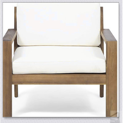 CHAISE CLUB EN BOIS DE SANTÉ ANA ACACIA avec coussins durables résistants à l'eau et conception à lattes classique pour l'extérieur