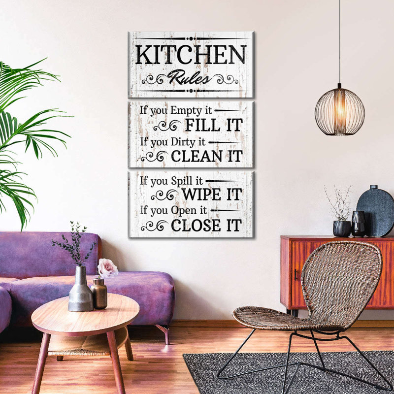 «Clean Kitchen on Canvas», reproduction de 3 pièces, H 38 po x l 24 po x P 1,25 po