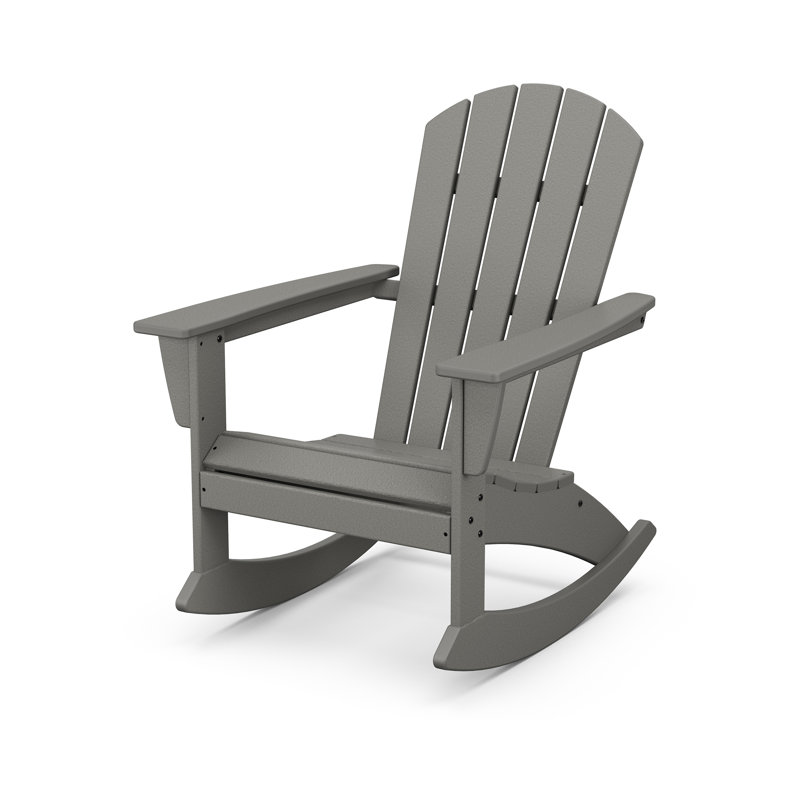 POLYWOOD Nautical Adirondack Rocking Chair, Slate Gray