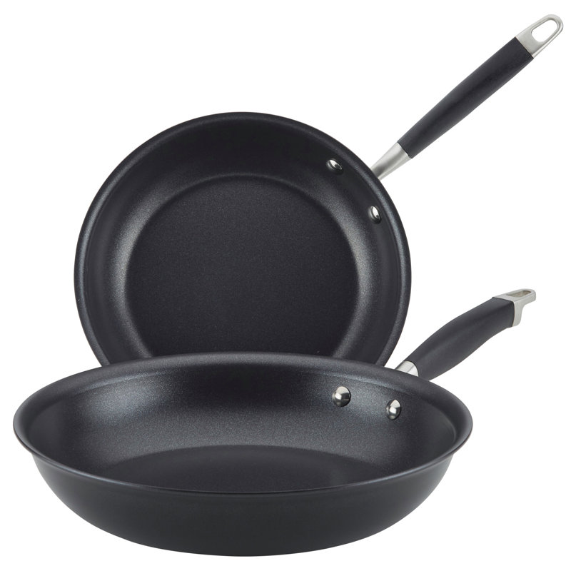 Anolon Advanced Home Hard Anodized Nonstick Frying Pan Set, 10.25 Inch And 12.75 Inch, 2-Piece, Black