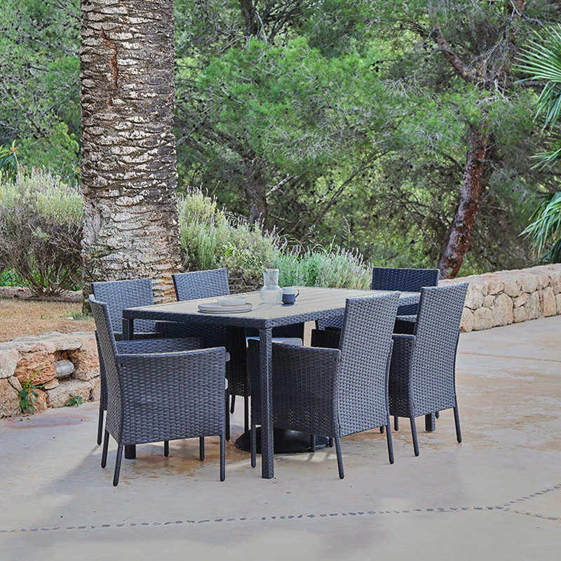 Renfoe Patio Dining Set with, Black