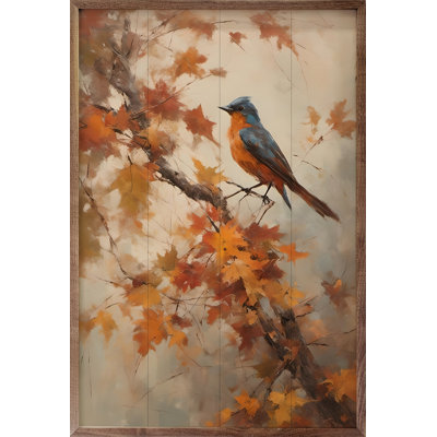 «Bluebird On Fall Branch» sur bois