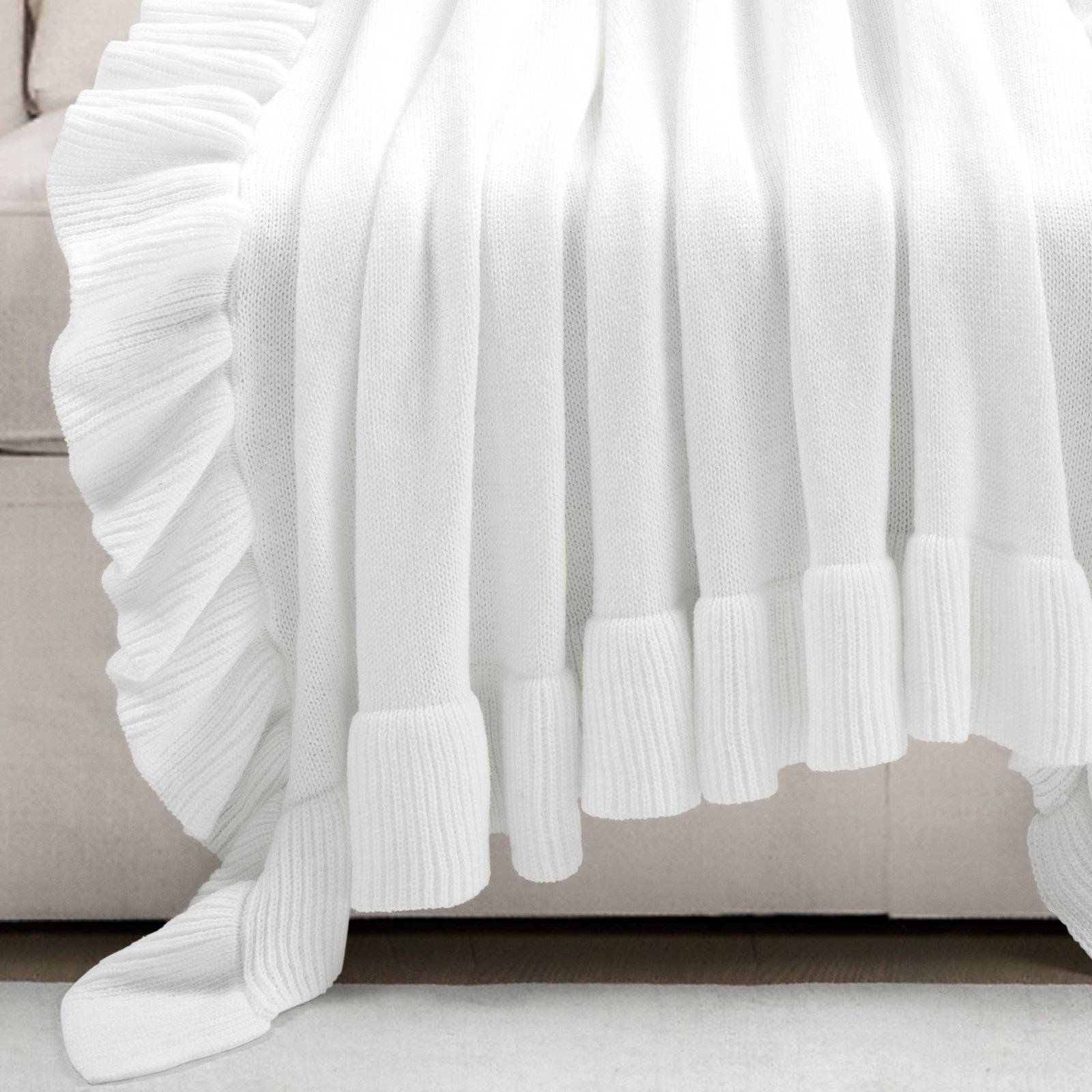Padraic Knit Throw Blanket, White