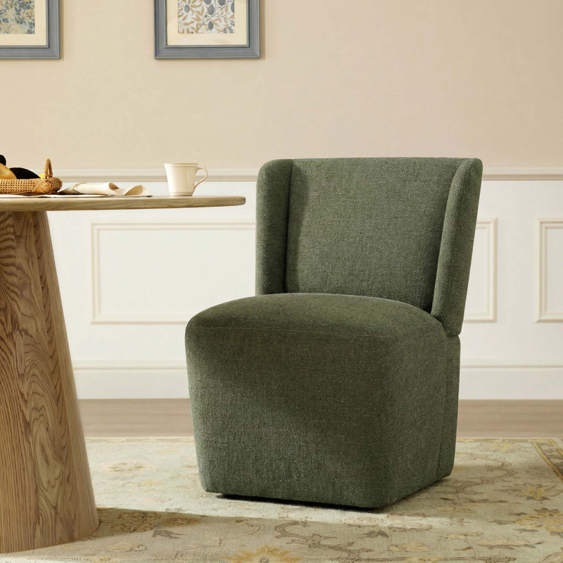  Ardeth Upholstered Side Chair with Casters, Mellow Forest Chenille