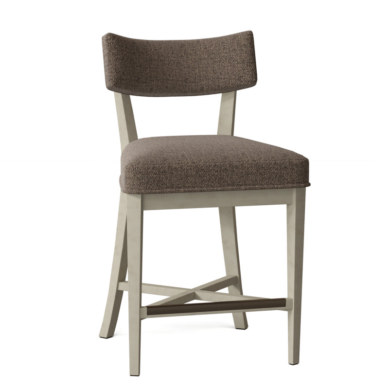 Juliet Upholstered Stool with Solid Wood Frame, Linen (3152 72), Walnut, Counter Stool (25.5" Seat Height)