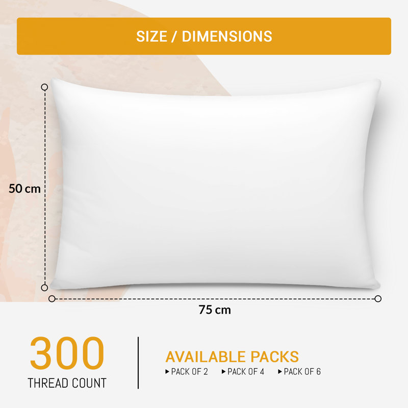 300 TC Egyptian Cotton Pillow Covers 4 Pack – Ultra-Soft, Breathable Luxury Pillowcases, White