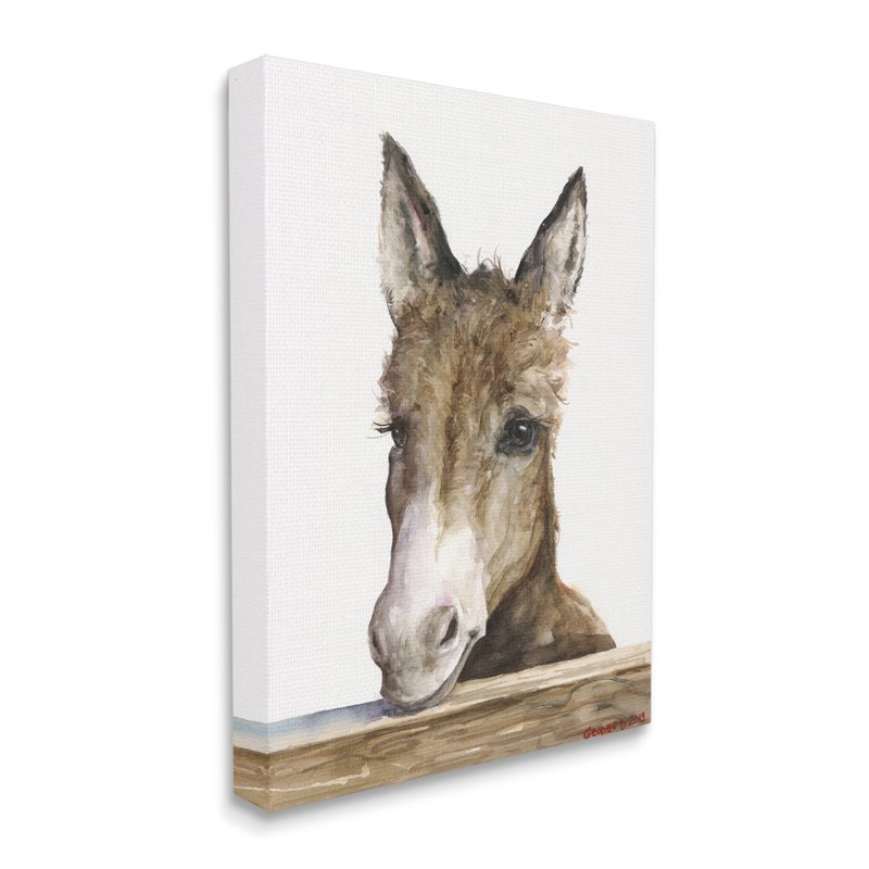 Bébé âne, adorable animal de ferme, Toile tendue, H 30 po x l 24 po